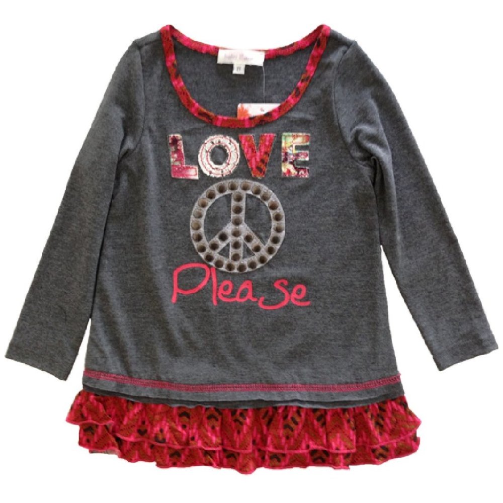 Baby Sara Little Girl Shirt "Peace Love Please" Gr